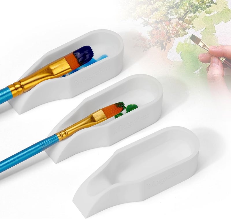 Magicfour Silicone Paint Brush Rest Holder for Watercolor Oil Acrylic Painting Brush, 3 Pcs Artist Brush Holder Caddy Organizer Solution for Painting Accessories- Space Saving Design - Image 1